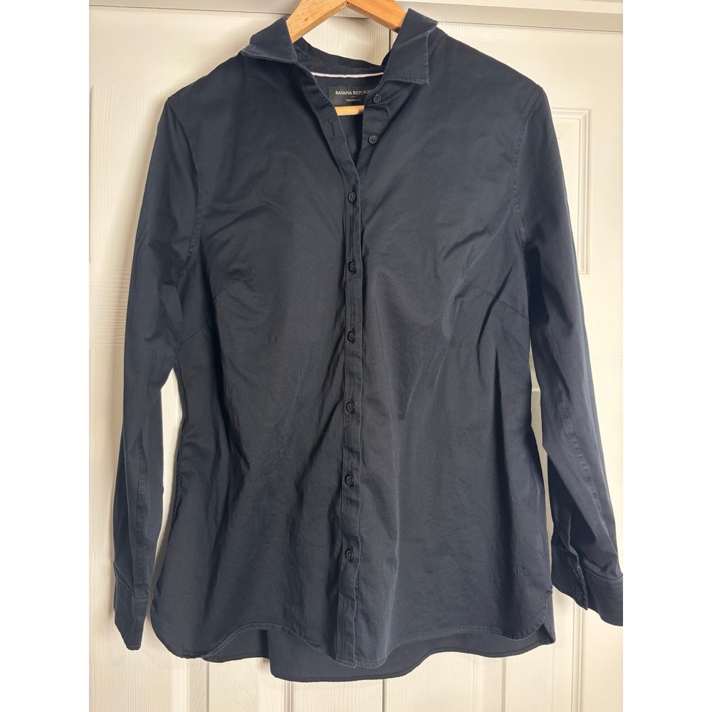 Banana Republic Womens Tailored Fit Long Sleeve Button Down Shirt Black 16